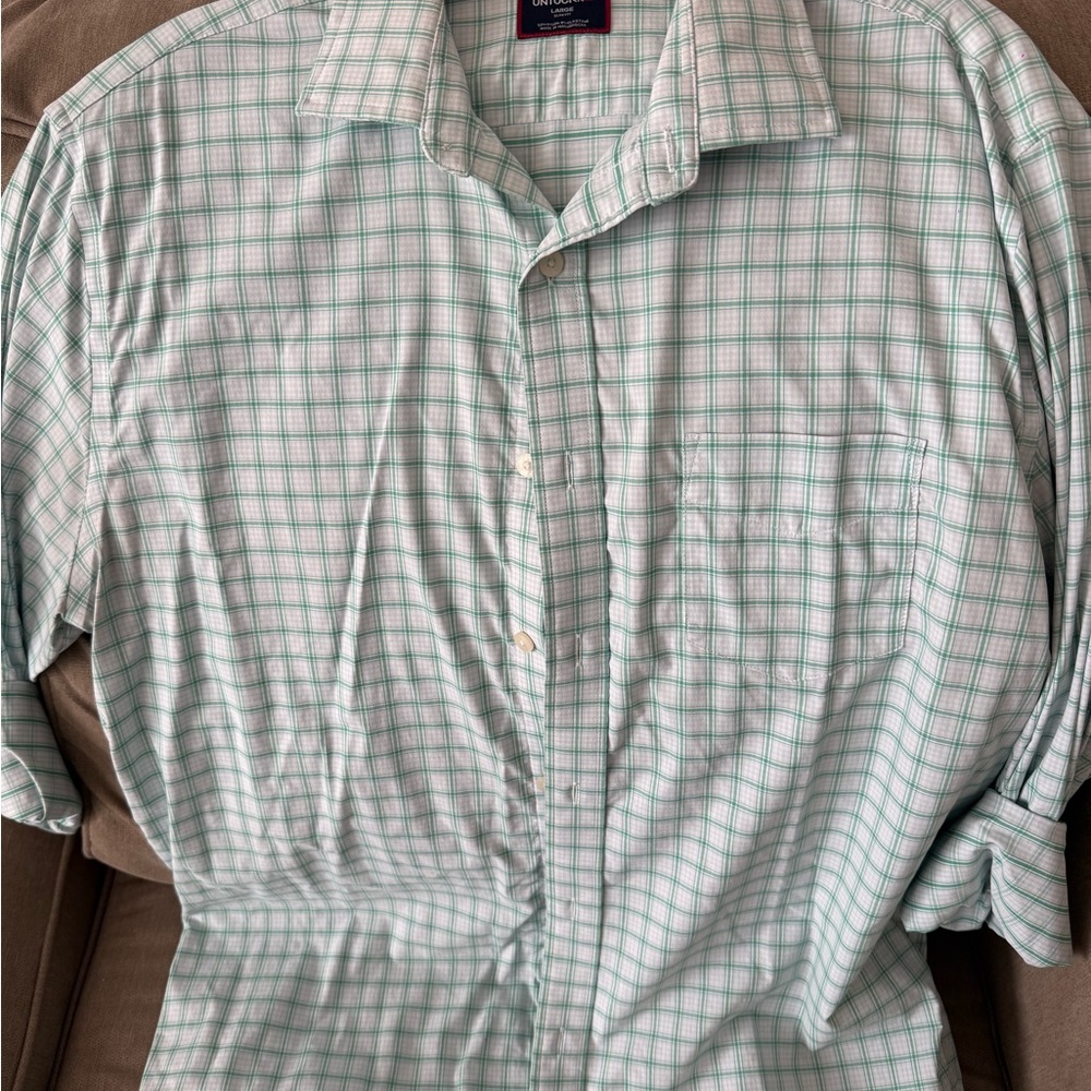 UNTUCKit Light Green Plaid Dress Shirt